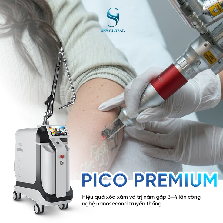 Máy laser Pico Premium công nghệ xung cực ngắn chuyên xóa xăm và điều trị nám hiệu quả