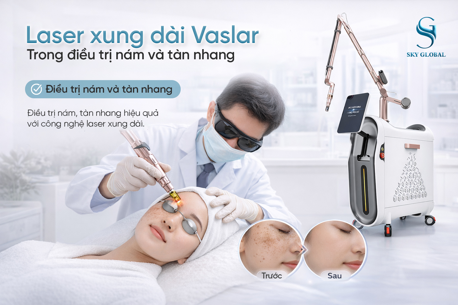 Laser xung dài Vaslar điều trị nám chuyên sâu