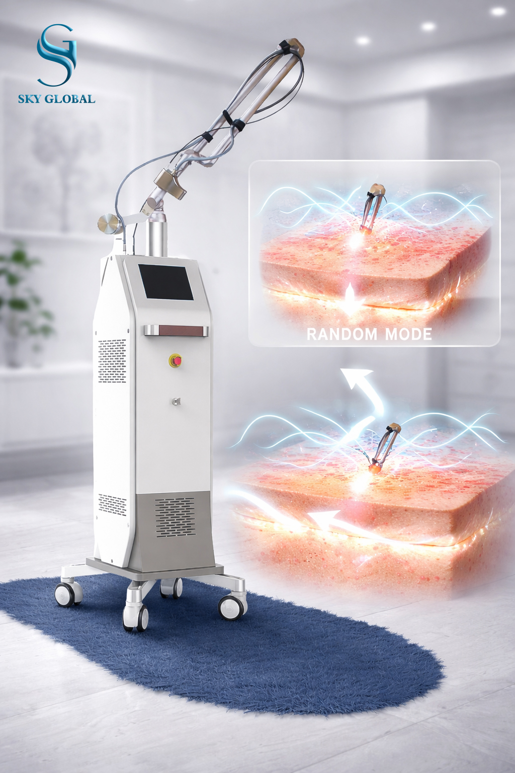 Giao diện điều khiển thông minh của công nghệ Laser CO2 Fractional hiện đại do Sky Global phân phối.