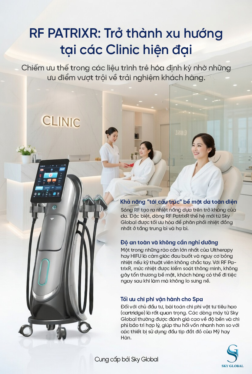 Khách hàng đang trải nghiệm liệu trình nâng cơ trẻ hóa không đau với RF PatrixR tại Clinic